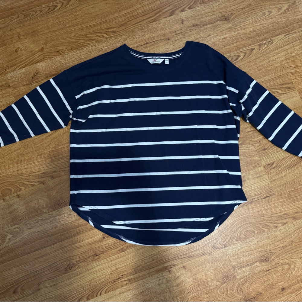 Vineyard Vines Navy and White Crew Neck Shirt
